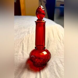Avon Red Glass Cologne Bottle